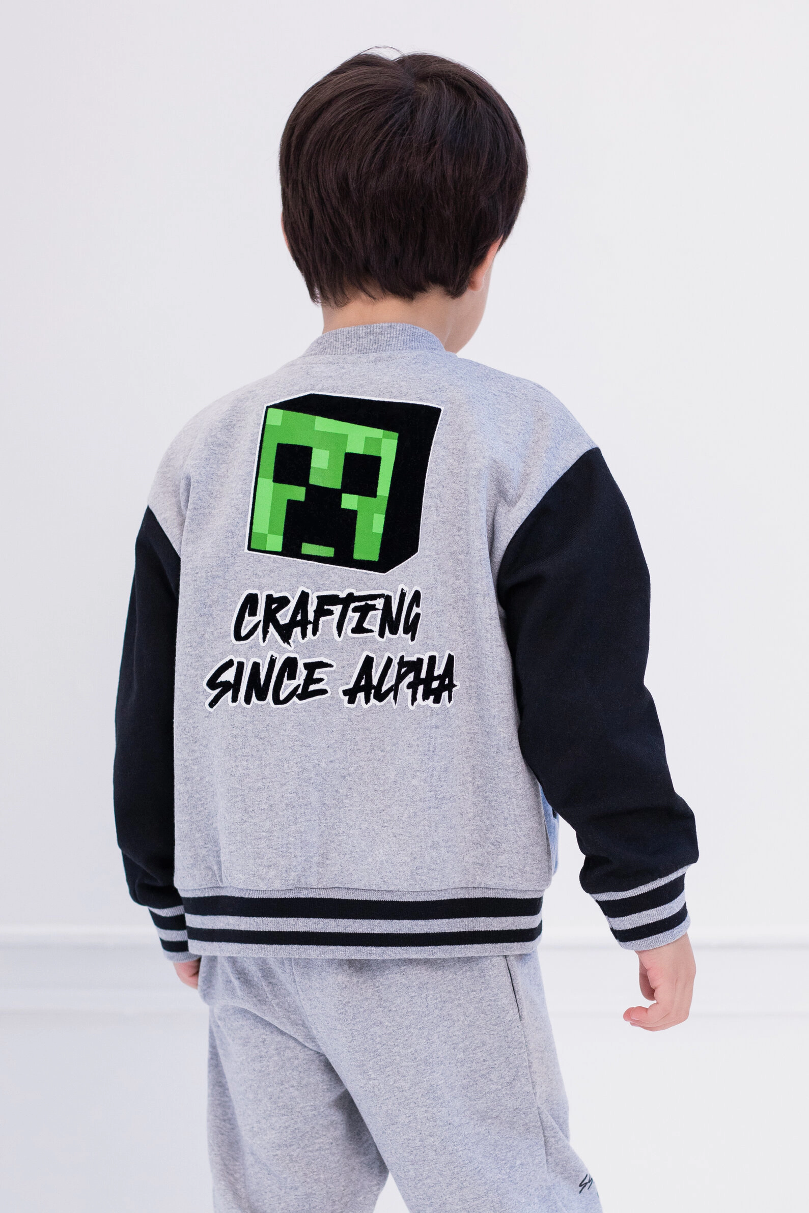 Minecraft Creeper Boys' Fleece Varsity Jacket and Joggers Set