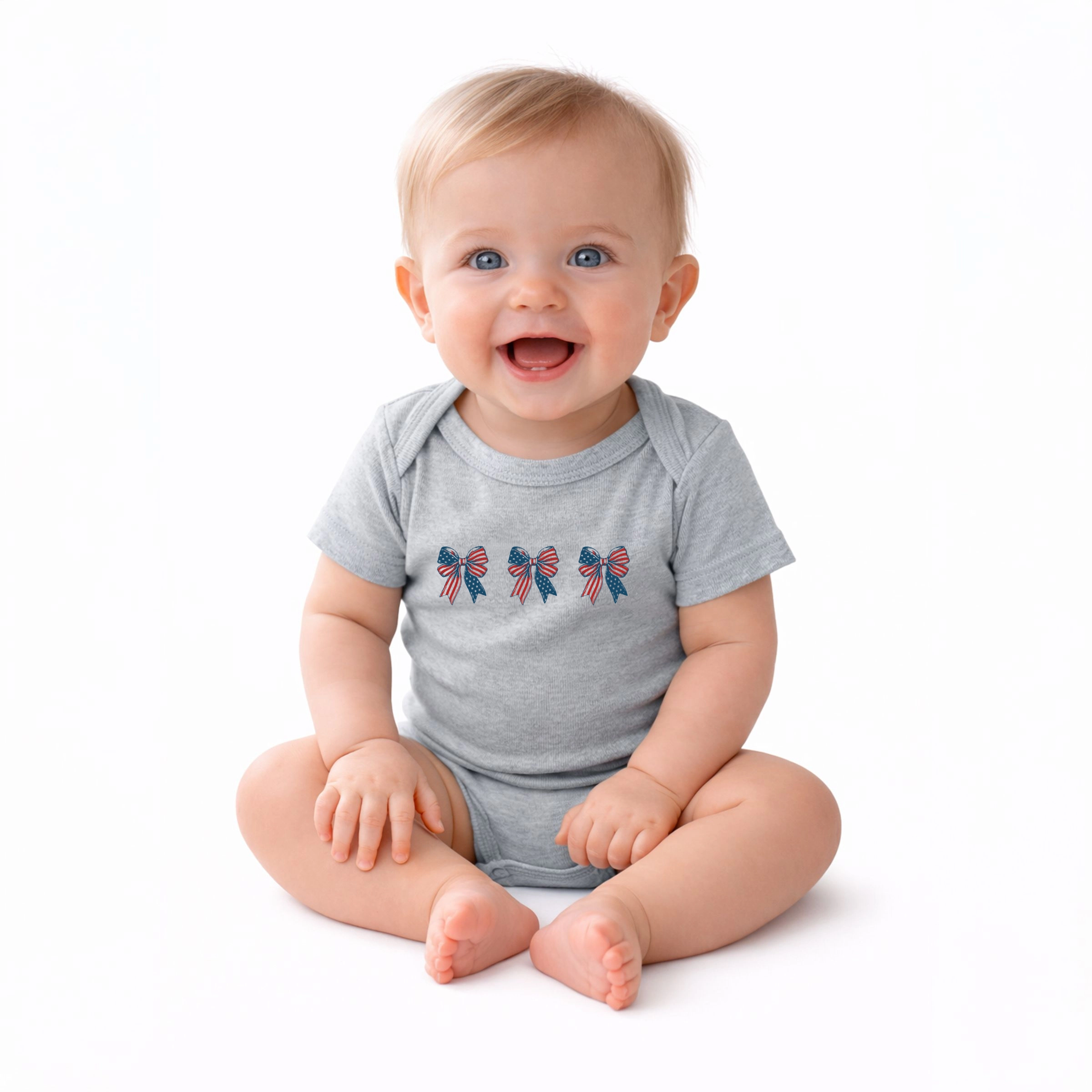 The Juniper Shop - Patriotic Bows Row Baby Short Sleeve Graphic Bodysuit