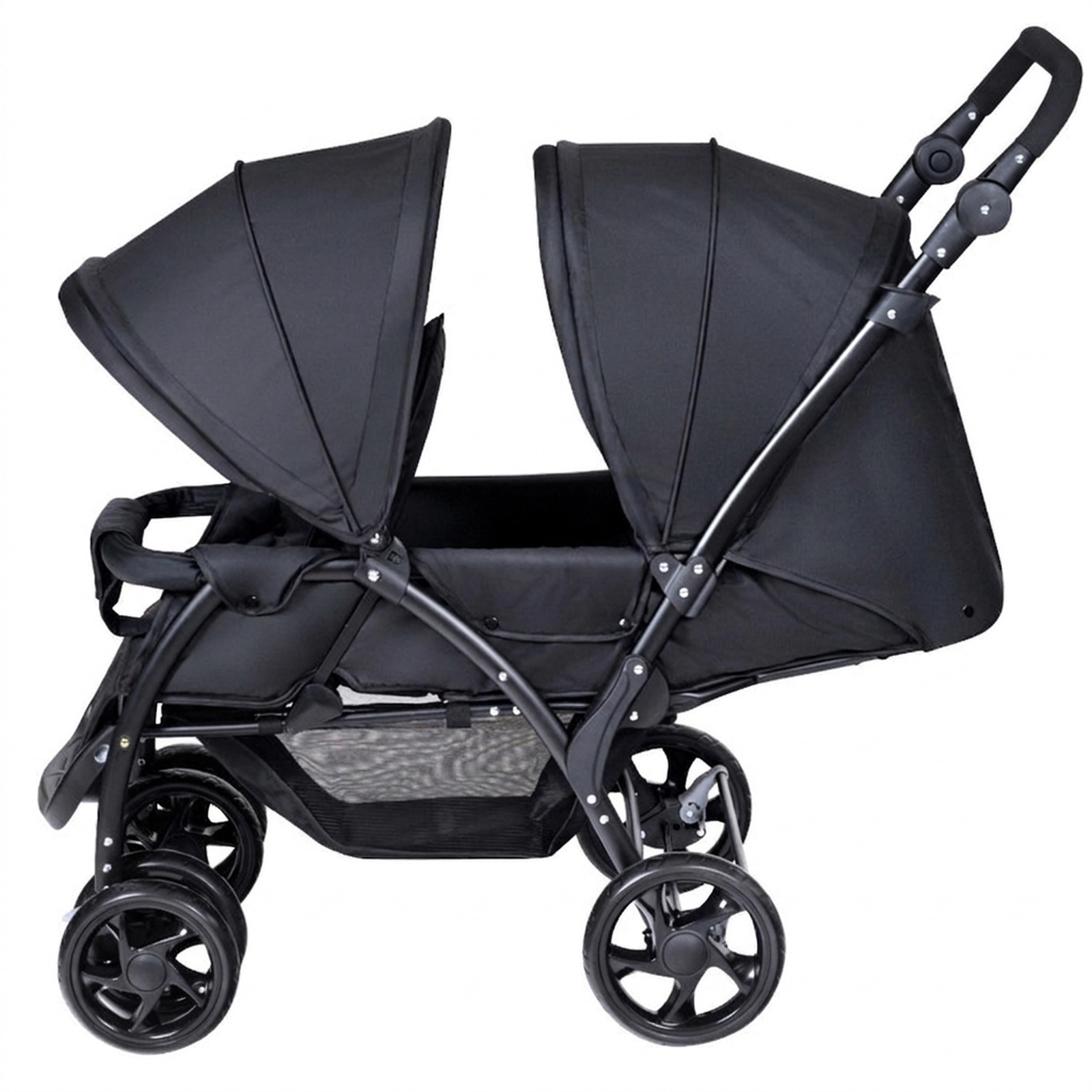 SUGIFT Baby Black Tandem Double Stroller with 5-Point Harness 48-in W 22.5-in D 43-in H 33-lb Per Seat