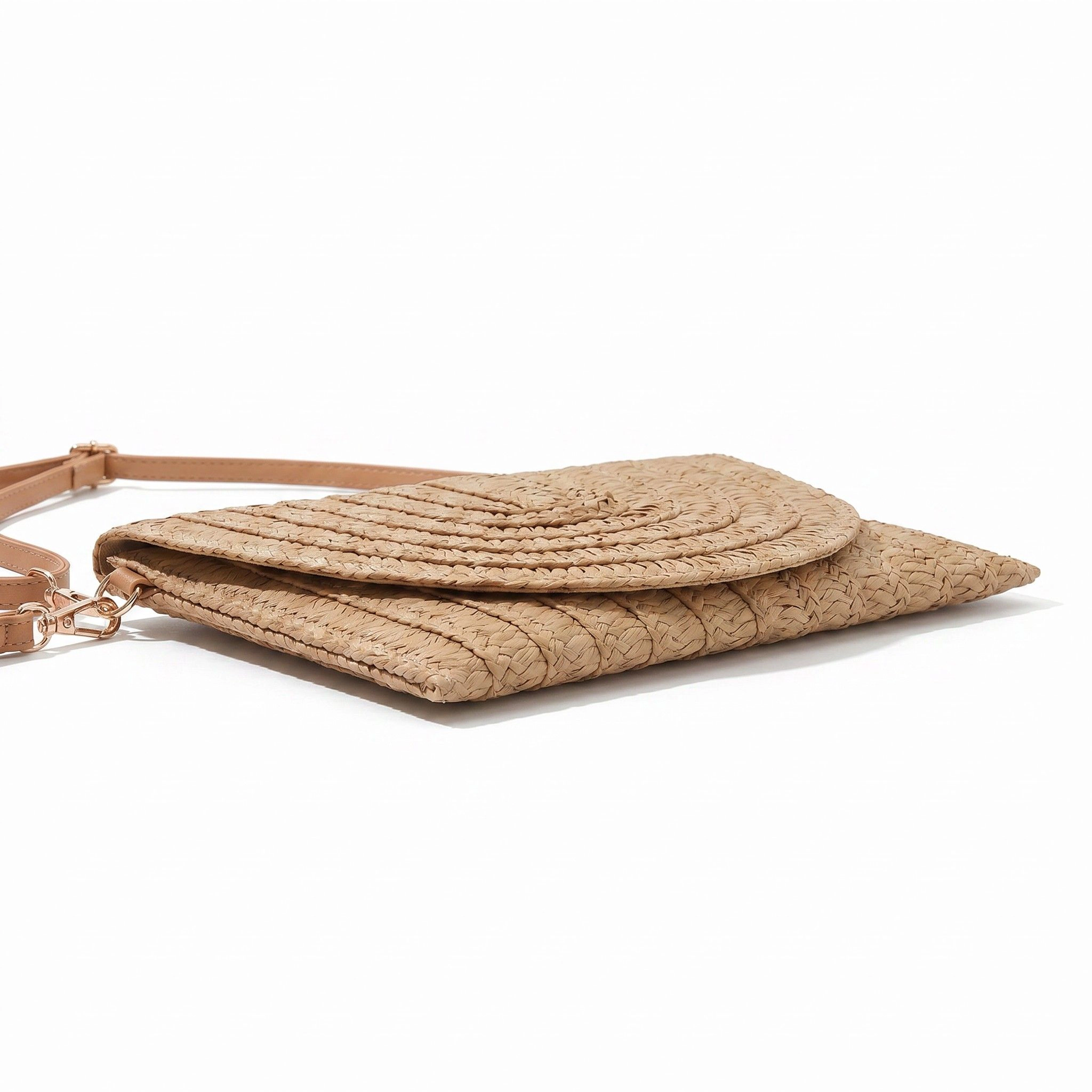 Alilang Women's Woven Straw Crossbody Clutch Bag with Flap Closure Adjustable Strap Lightweight Shoulder Handbag