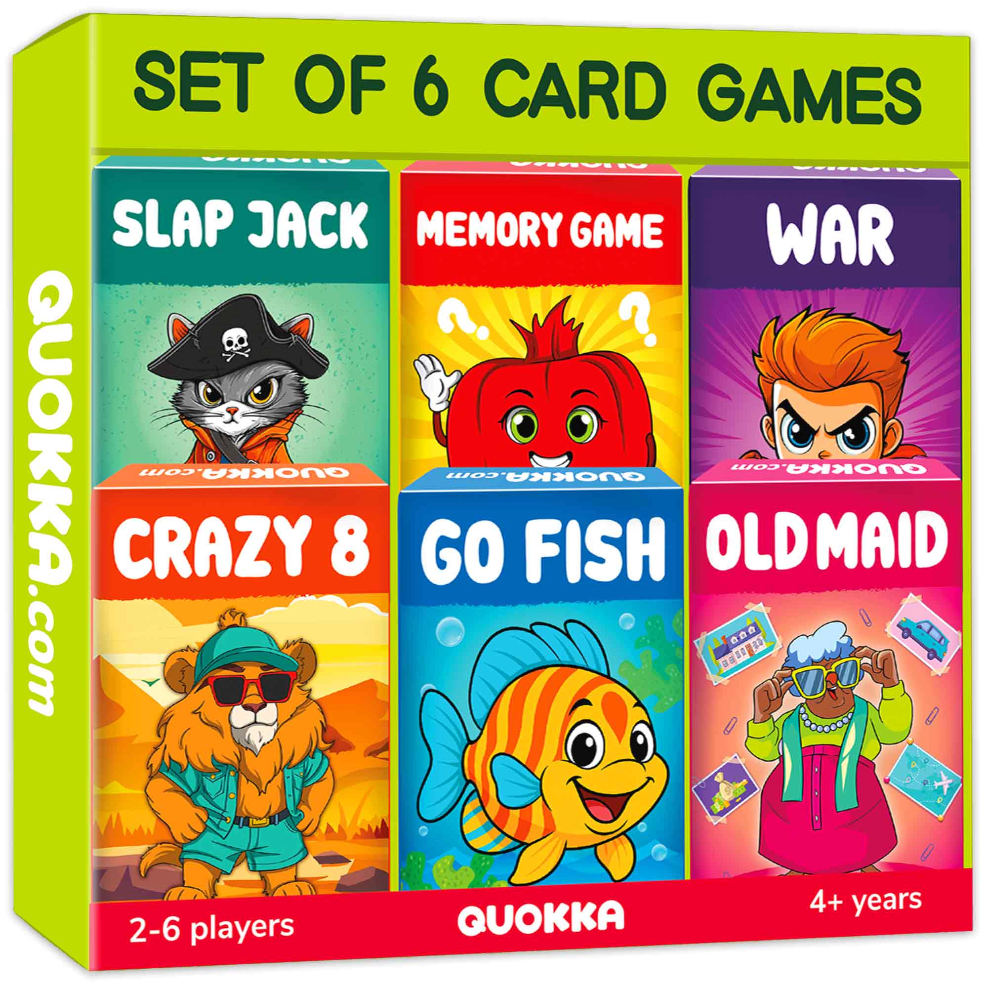 QUOKKA Kids Card Game Collection Ages 4–8, Classic Matching & Family Games for 2–6 Players