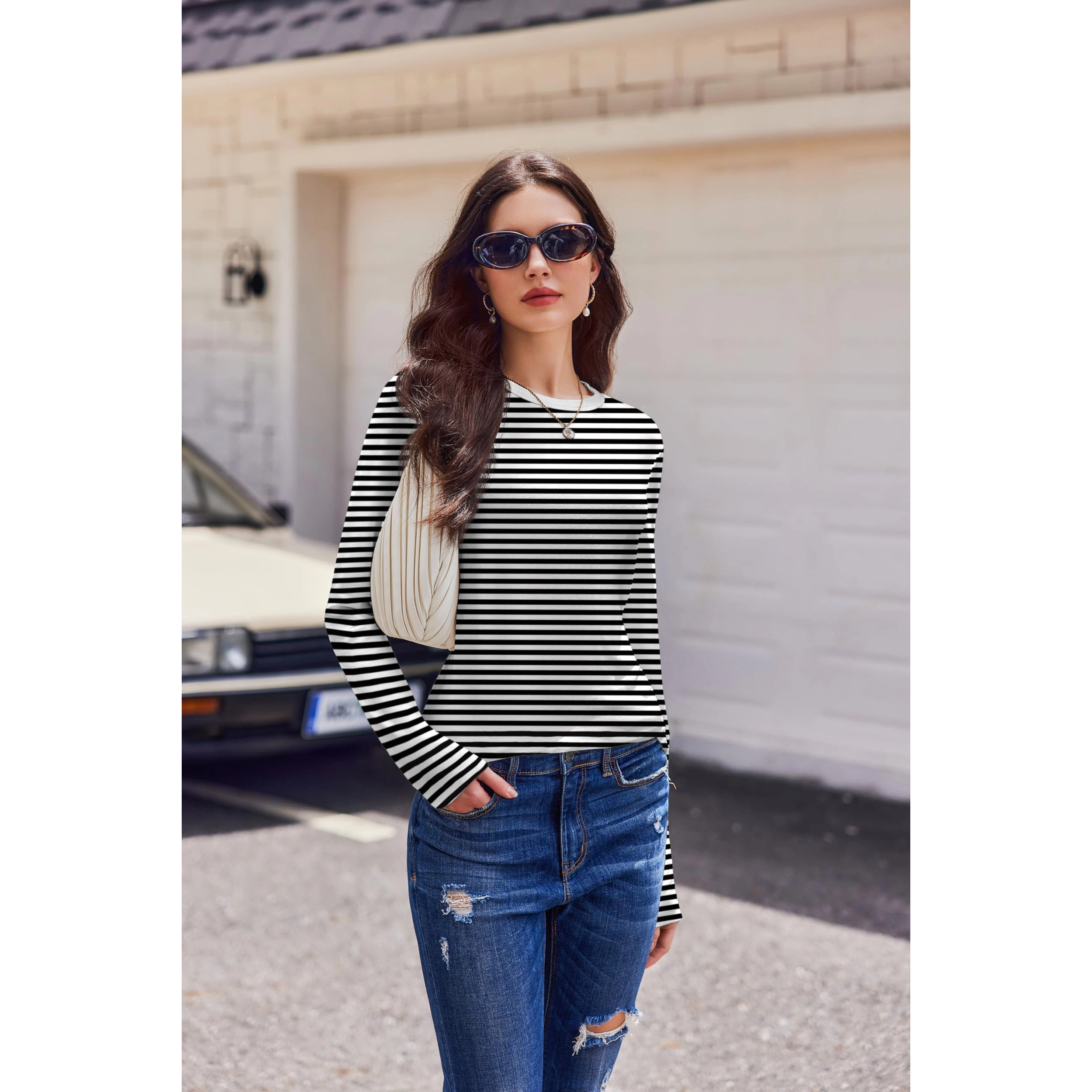 Ekouaer Womens Long Sleeve T Shirts Casual Crew Neck Tops Base Layer Thermal Undershirt