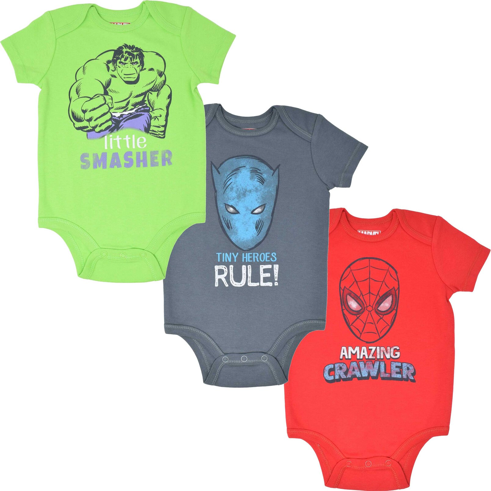 Marvel Avengers Baby Boy or Girl 3-Pack One Piece Short Sleeve Bodysuits