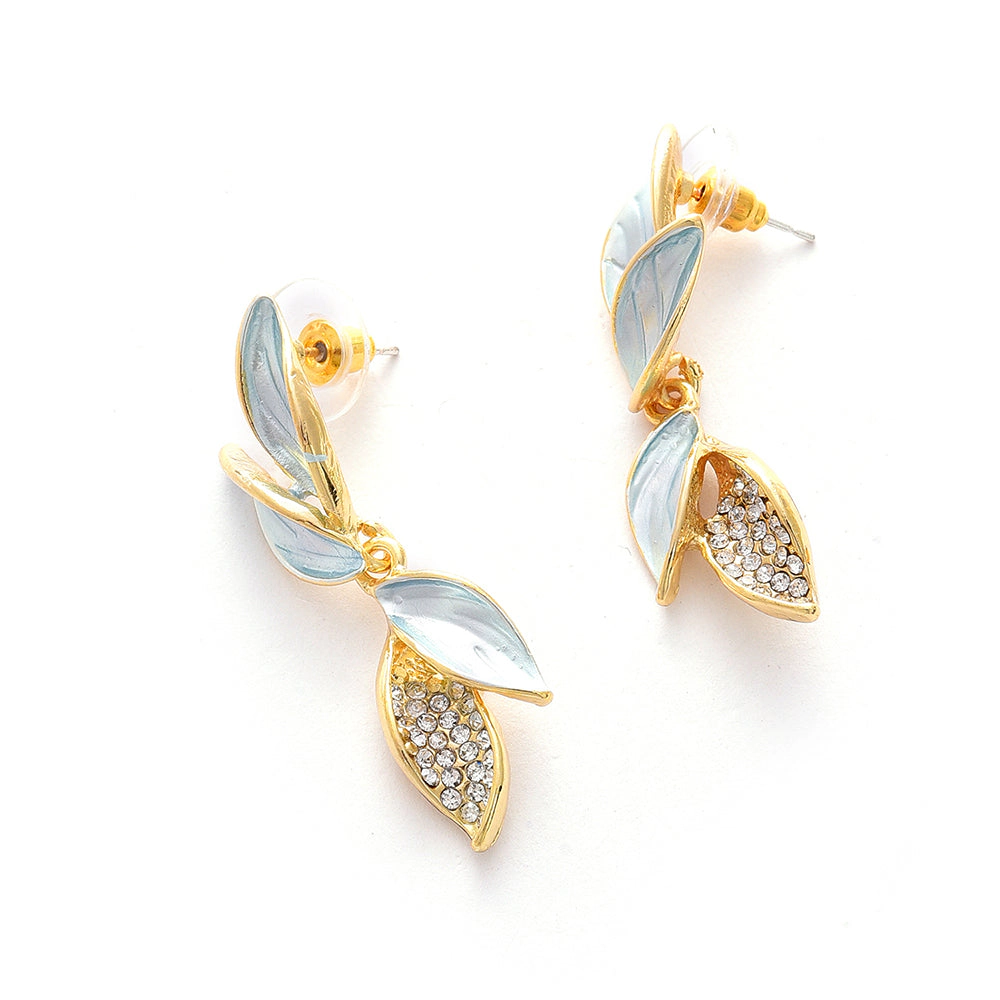 SOHI Women's Blue Gold Plated Designer Drop Earrings