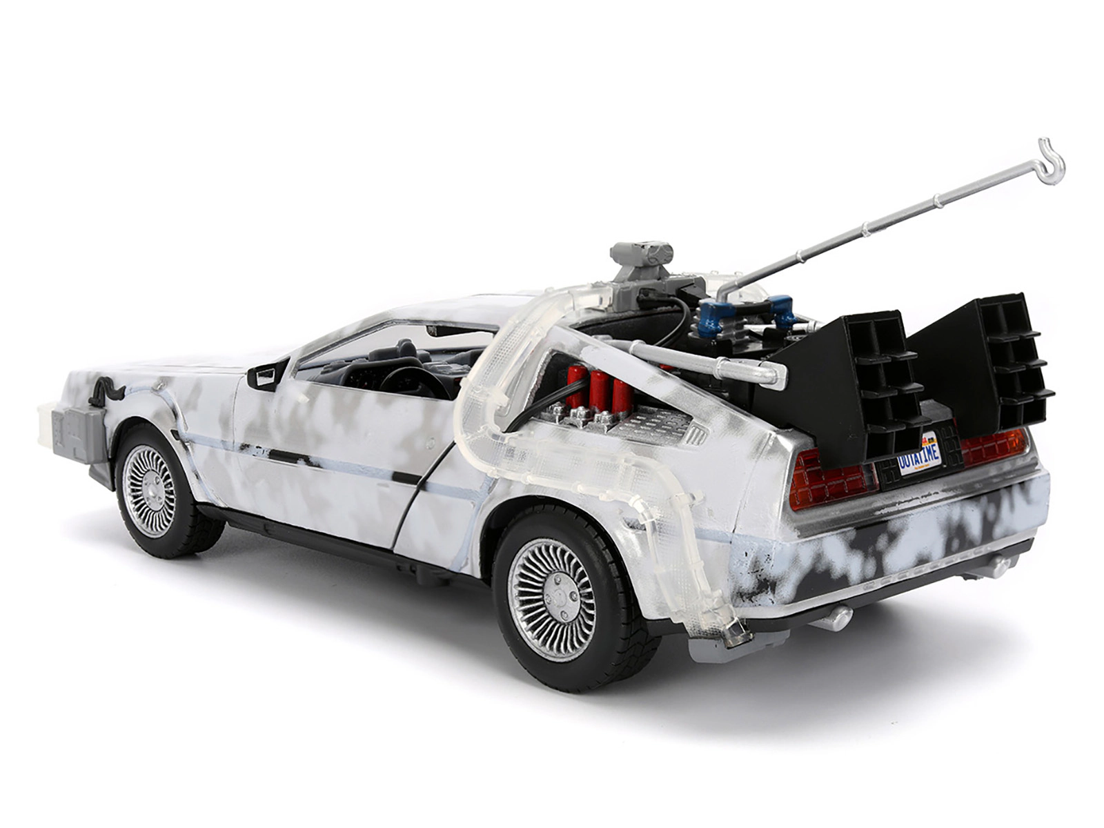 Jada DMC DeLorean Time Machine Brushed Metal (Frost Version) with Lights "Back to the Future" (1985) Movie