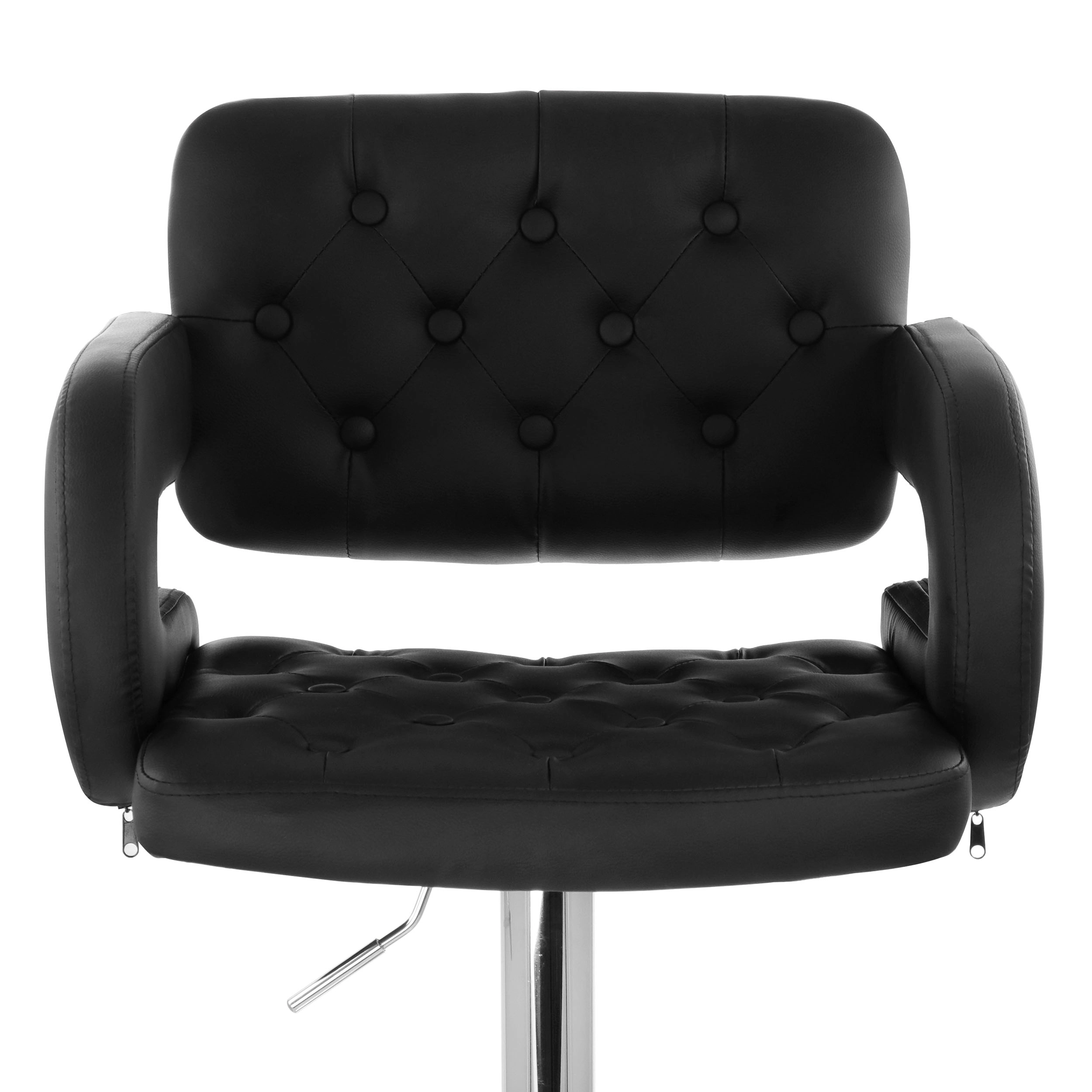 Elama Faux Leather Tufted Bar Stool in with Chrome Base and Adjustable Height