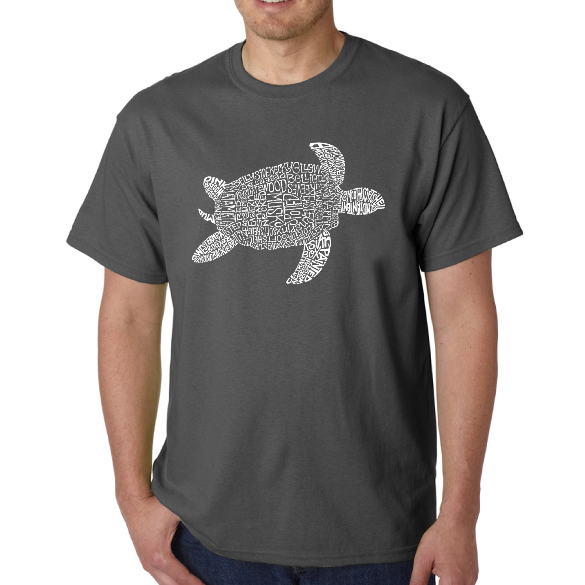 LA Pop Art Men's Turtle Word Art T-Shirt
