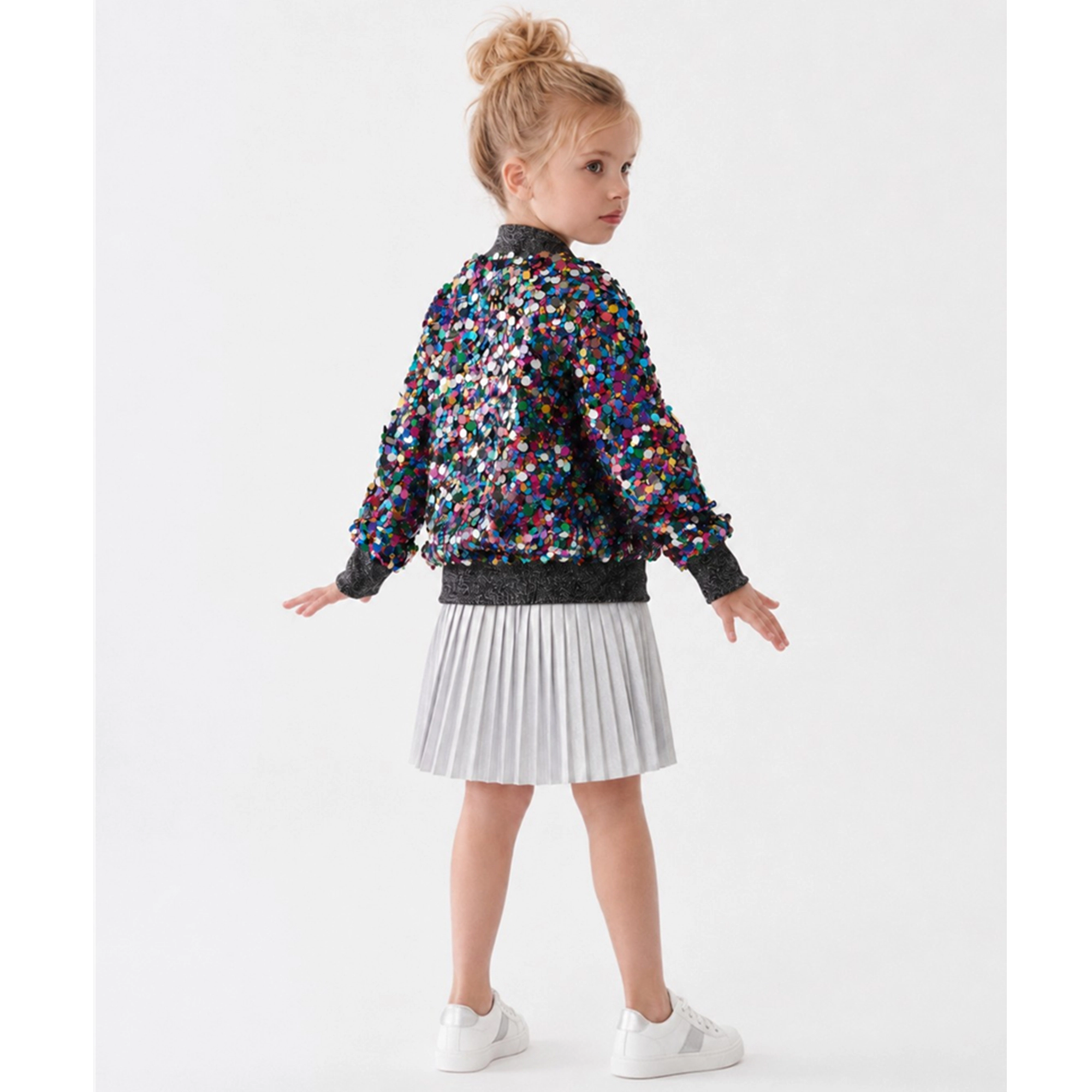 2Bunnies Girls' Cosmic Radiance Sequin Holiday Party Bomber Jacket