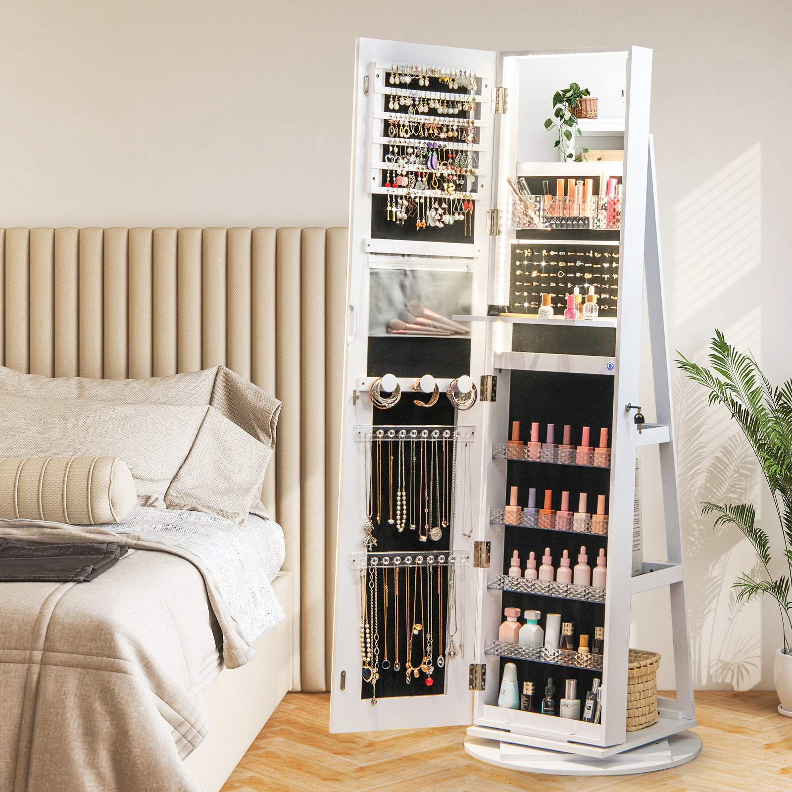 Hivvago Standing Jewelry Cabinet with Adjustable LED Lights