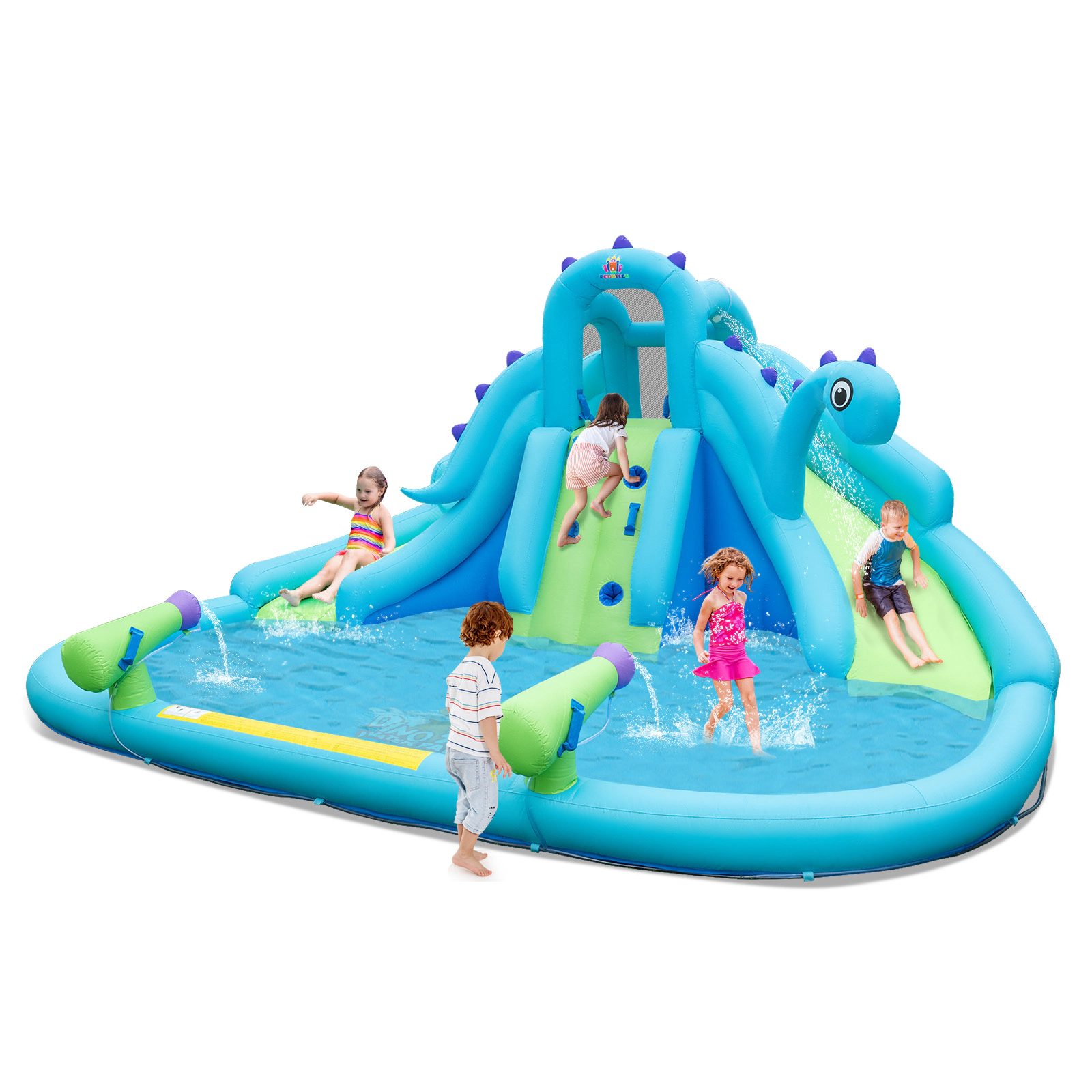LJG Kids Inflatable Water Slide with Dual Slides and Large Splash Pool (Without Blower)