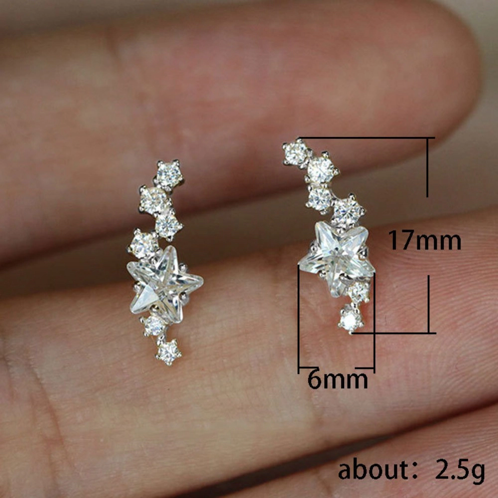 Fashion Zirconia Stars Ear Climber Stud Earring