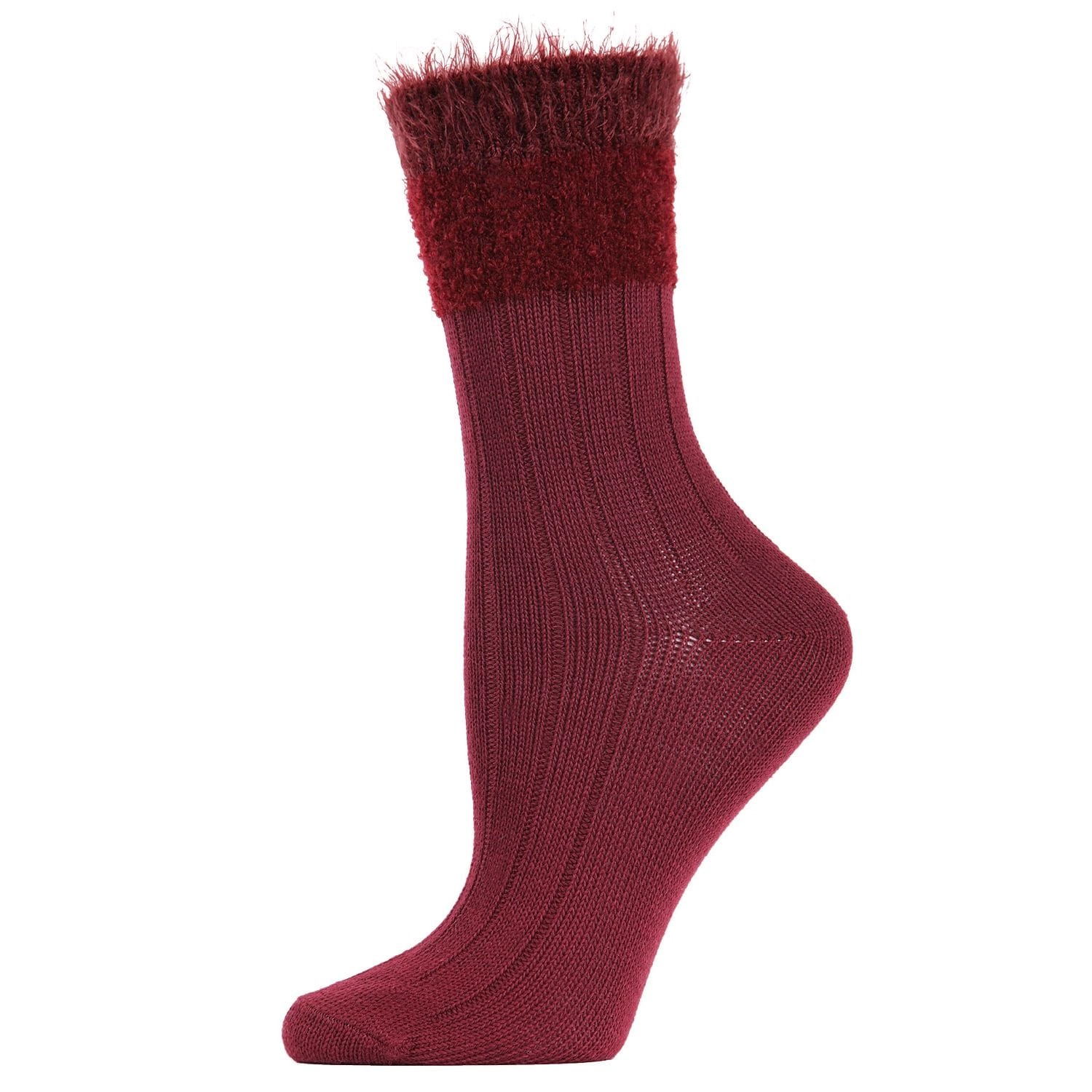 MeMoi Women's Parfait Striped Fuzzy Cuff Crew Socks