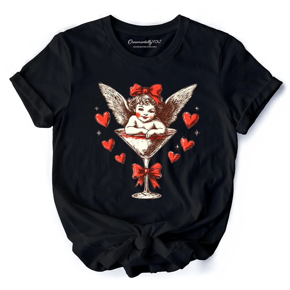 OrnamentallyYou Womens Retro Coquette Cupid Valentine T-Shirt