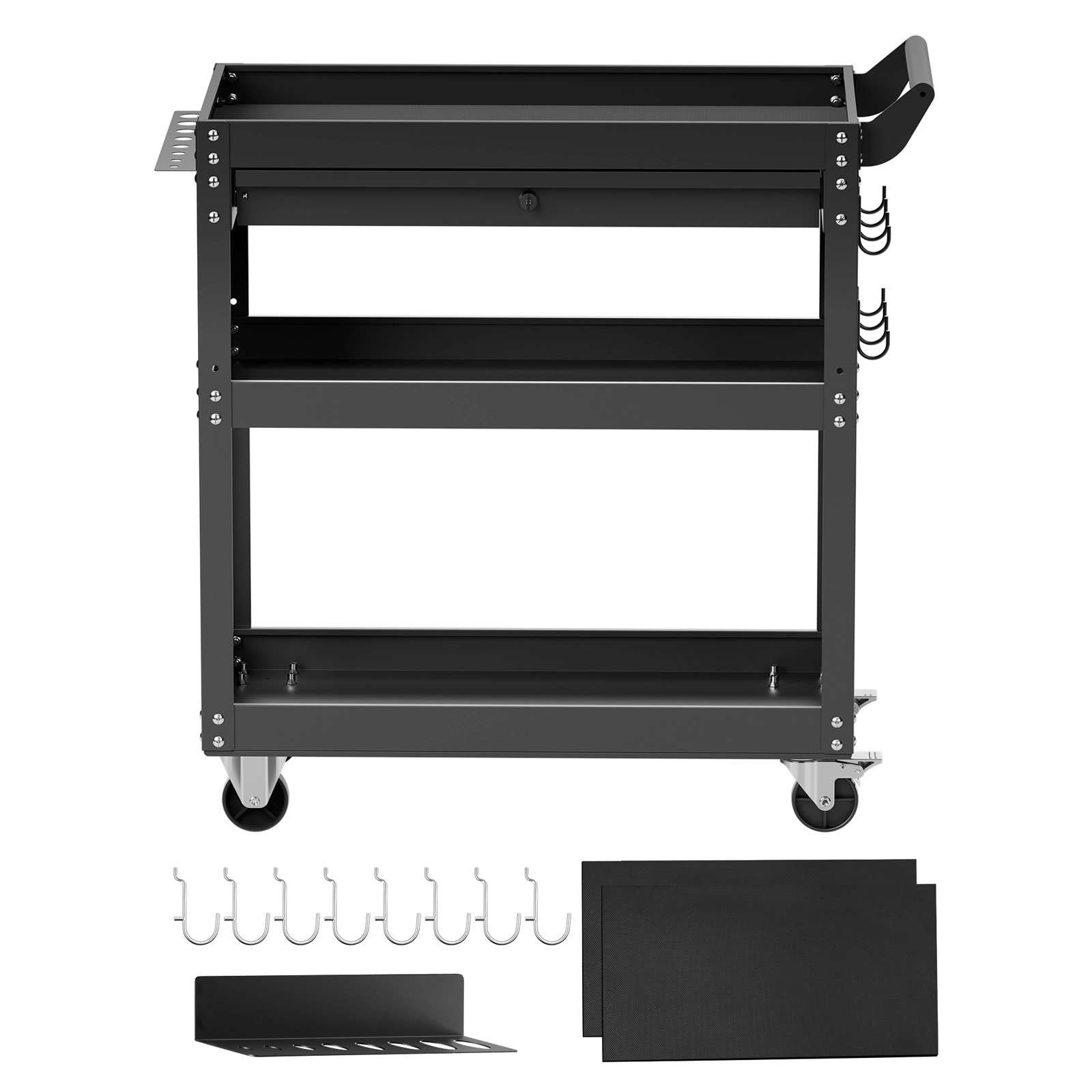 HONGGE Rolling Tool Cart with Wheels, Pegboard, Mechanic Storage Organizer with Locking System for Garage, Warehouse