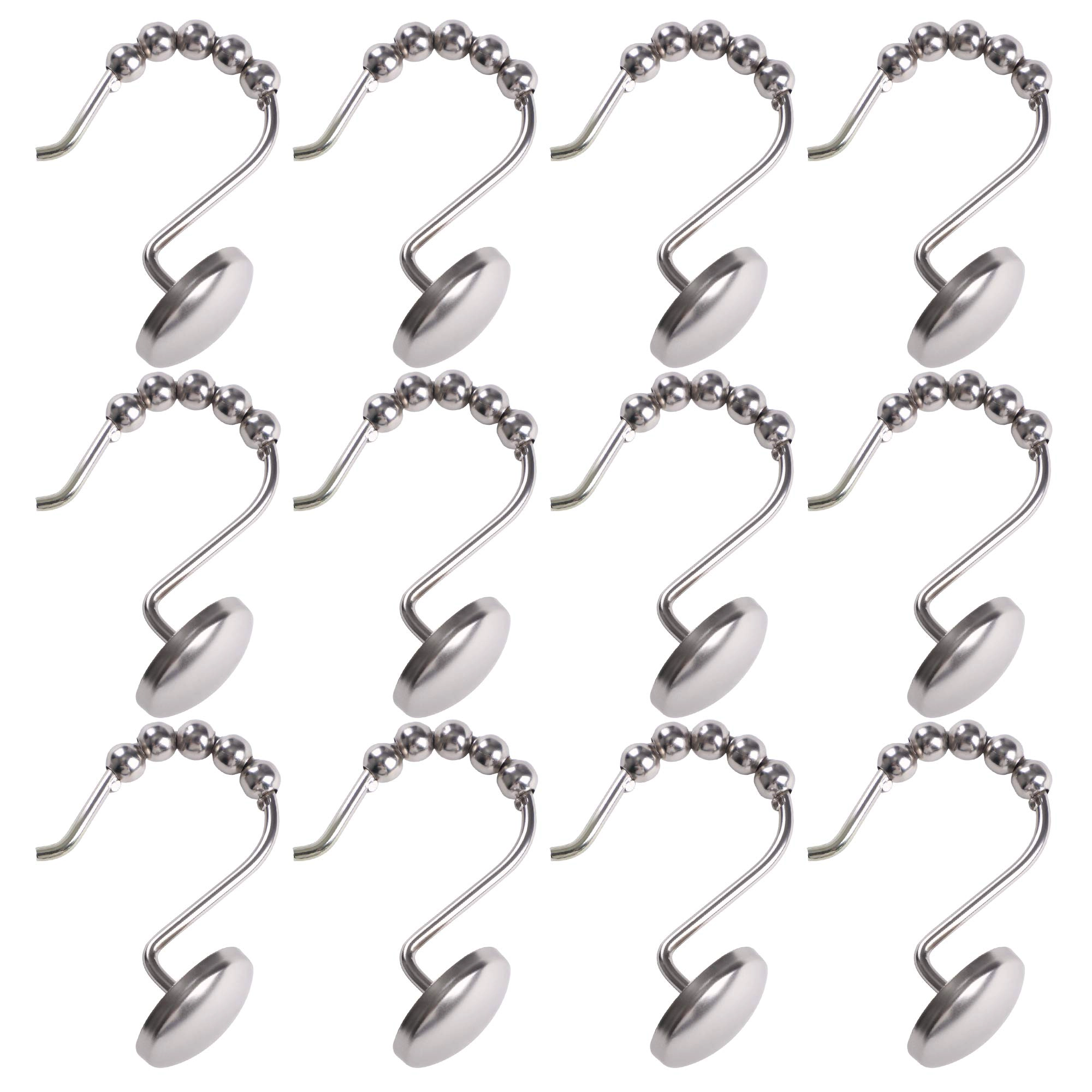 Utopia Alley Rust-Resistant Metal Shower Curtain Hooks, Smooth Glide S-Hooks with Ball End - Set of 12