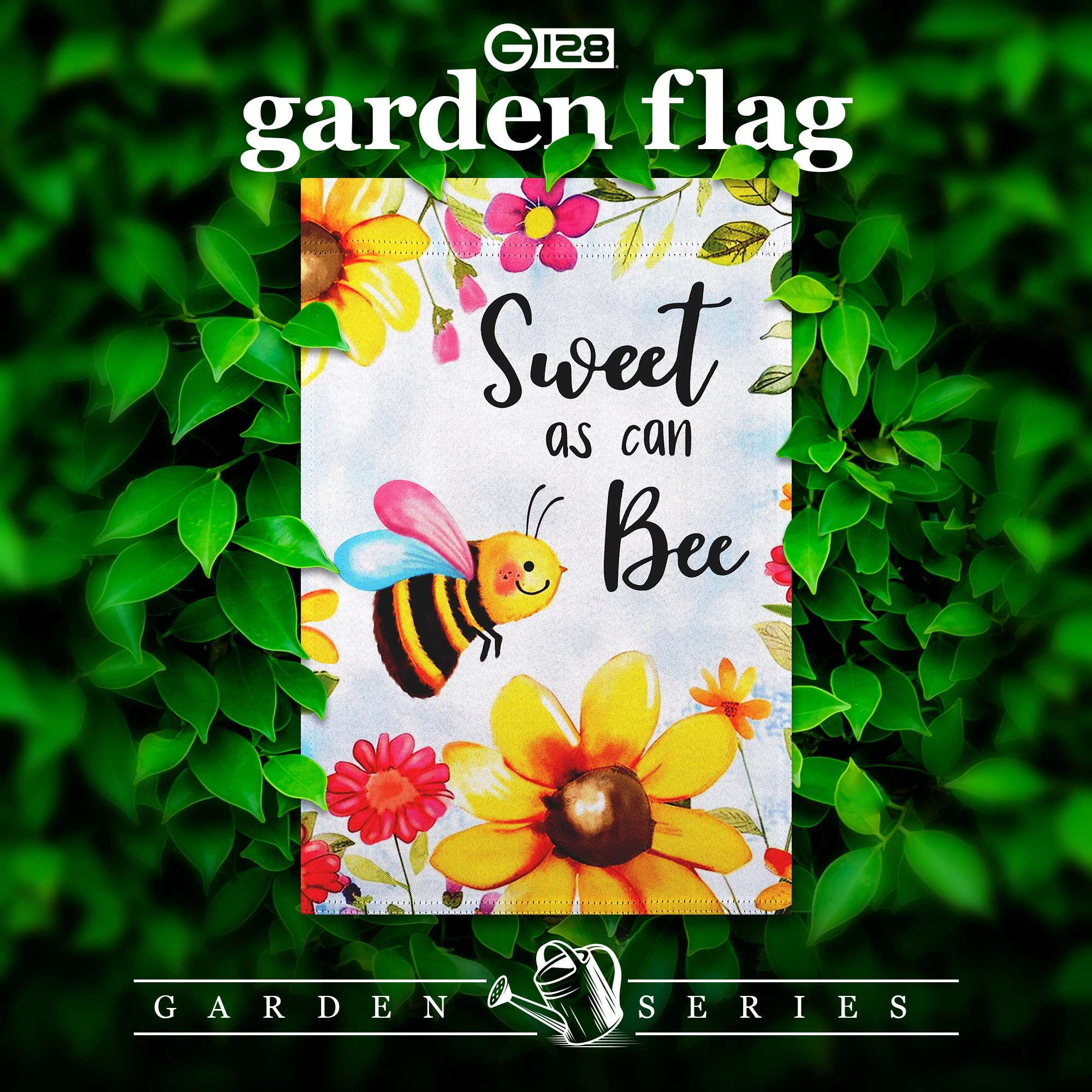 G128 Sweet Bee Flowers Double-Sided 12x18 Garden Flag, Spring Yard Decoration
