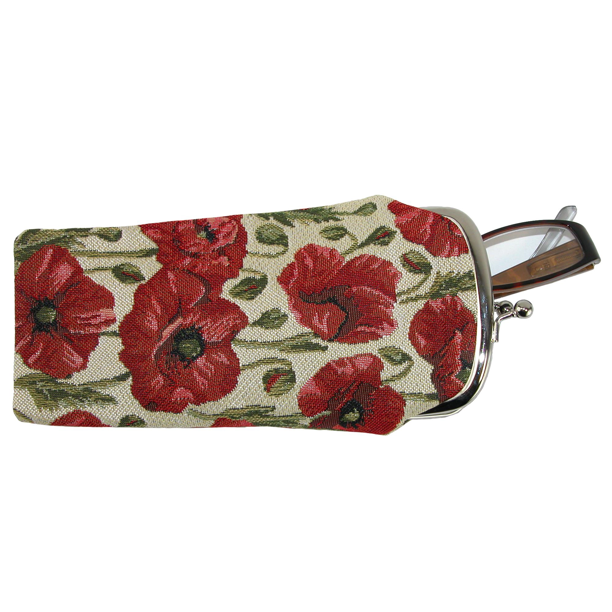 CTM® Women's Poppy Print Tapestry Glasses Case