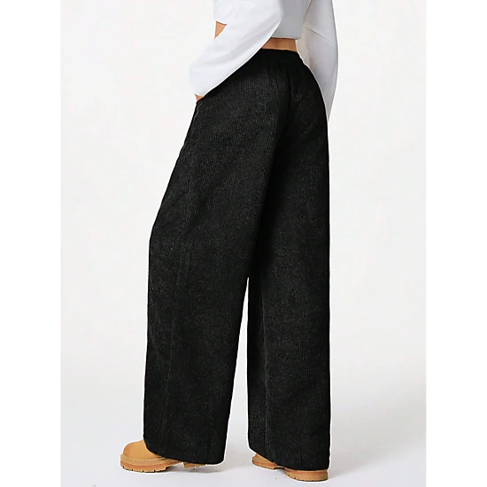 BLUEMING Women's Cord Barrel Pants Elastic Waist Baggy Sweatpants Soft ...