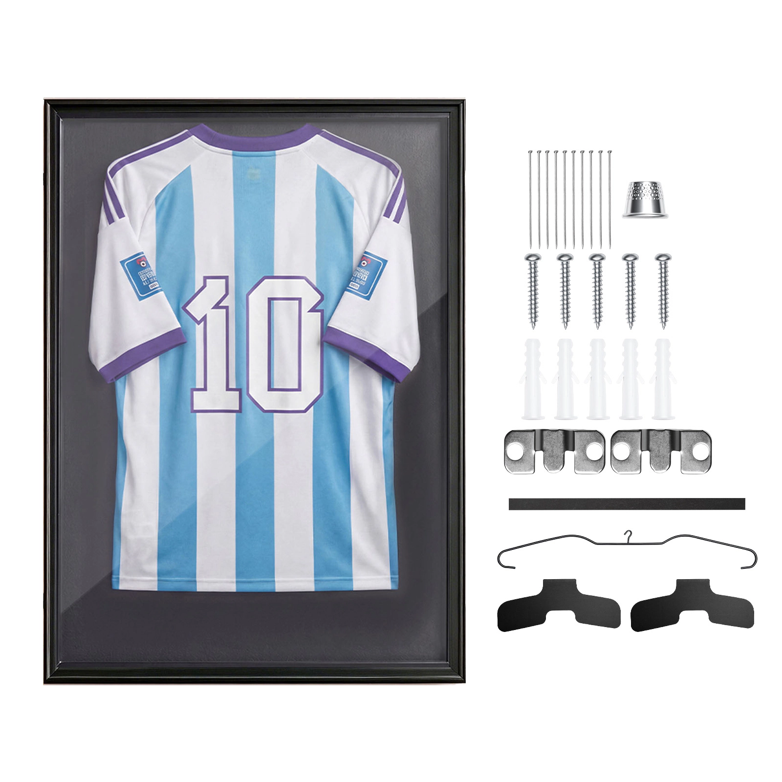 HONGGE Wooden Sports Jersey Shadow Box, 36.4 x 28.3 x 1.5 in, Magnetic-Lock Display Case with UV-Protected PC Panel