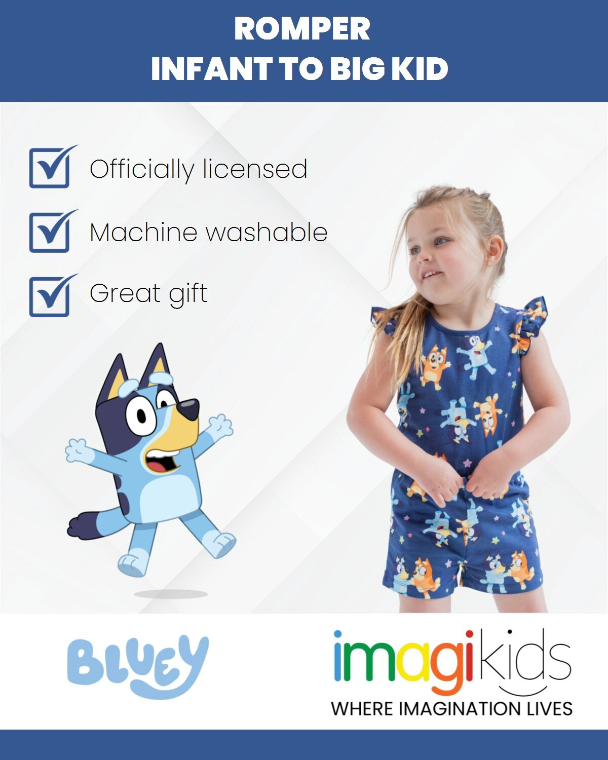 Bluey Girls' Sleeveless Skater Romper