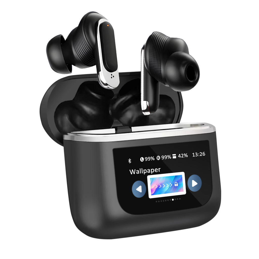 Alpha Digital - Unisex - Bluetooth 5.3, LCD Touch Screen, TWS, 32Hr Battery - Earbuds