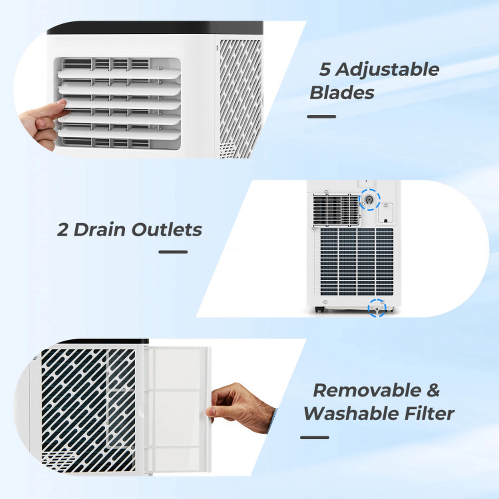 SUGIFT White 8000-BTU 350-sq ft 3-in-1 Floor Portable Air Conditioner with R32 Refrigerant and 10-ft Drain Hose