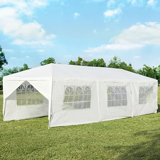 SUGIFT 10 x 30Feet Outdoor Canopy Tent with 6 Removable Sidewalls and 2 Doorways White