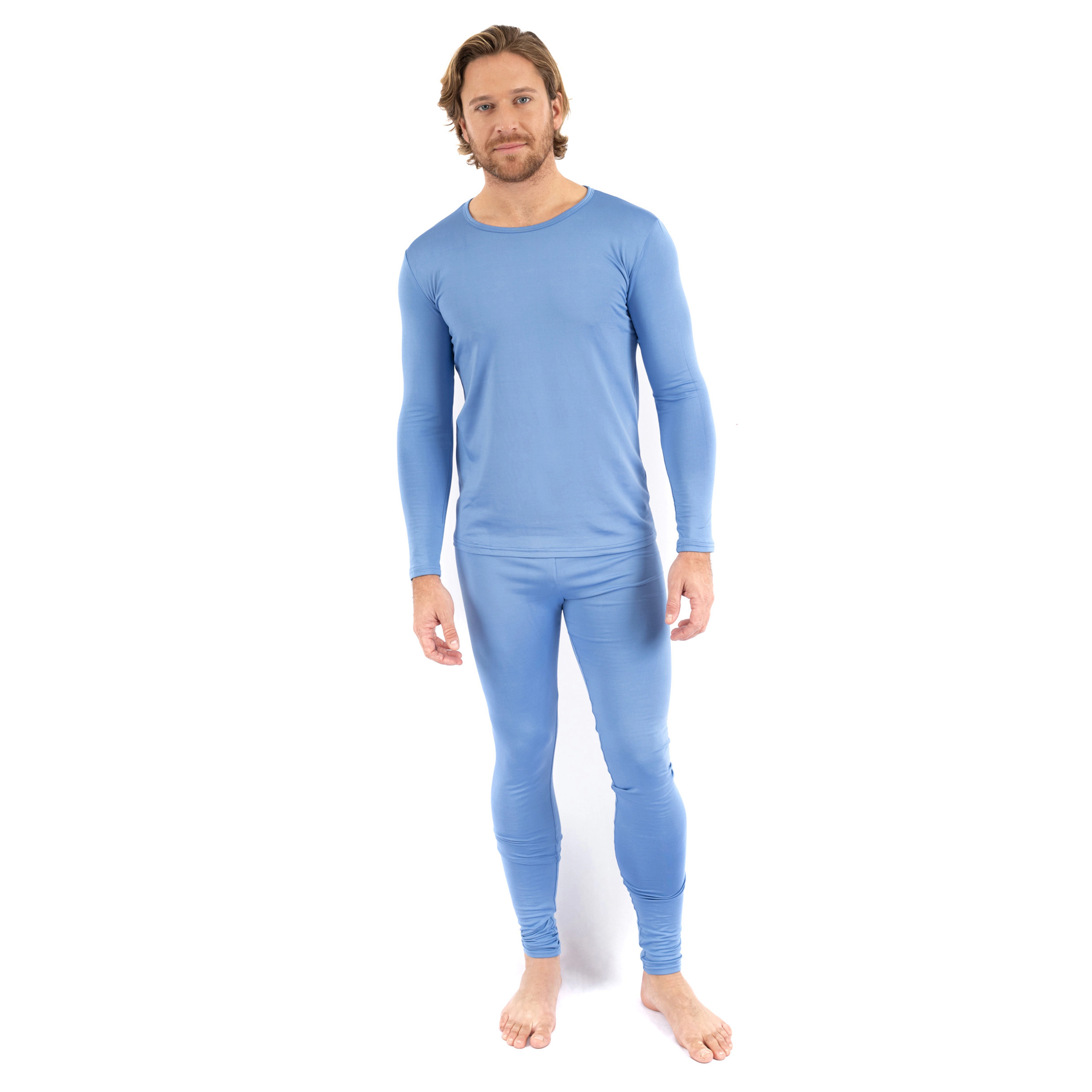 Leveret Men's Classic Solid Thermal Pajama Set