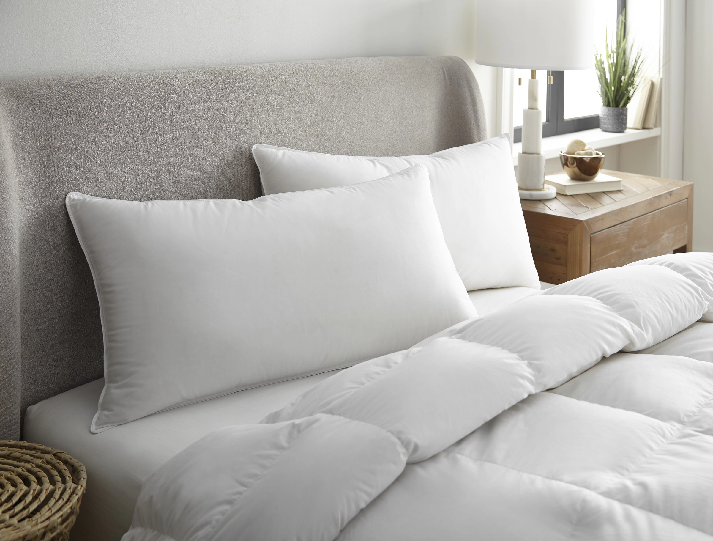 ComfyDown Elysian 600 Fill Power Down Bed Pillow, 330 Thread Count