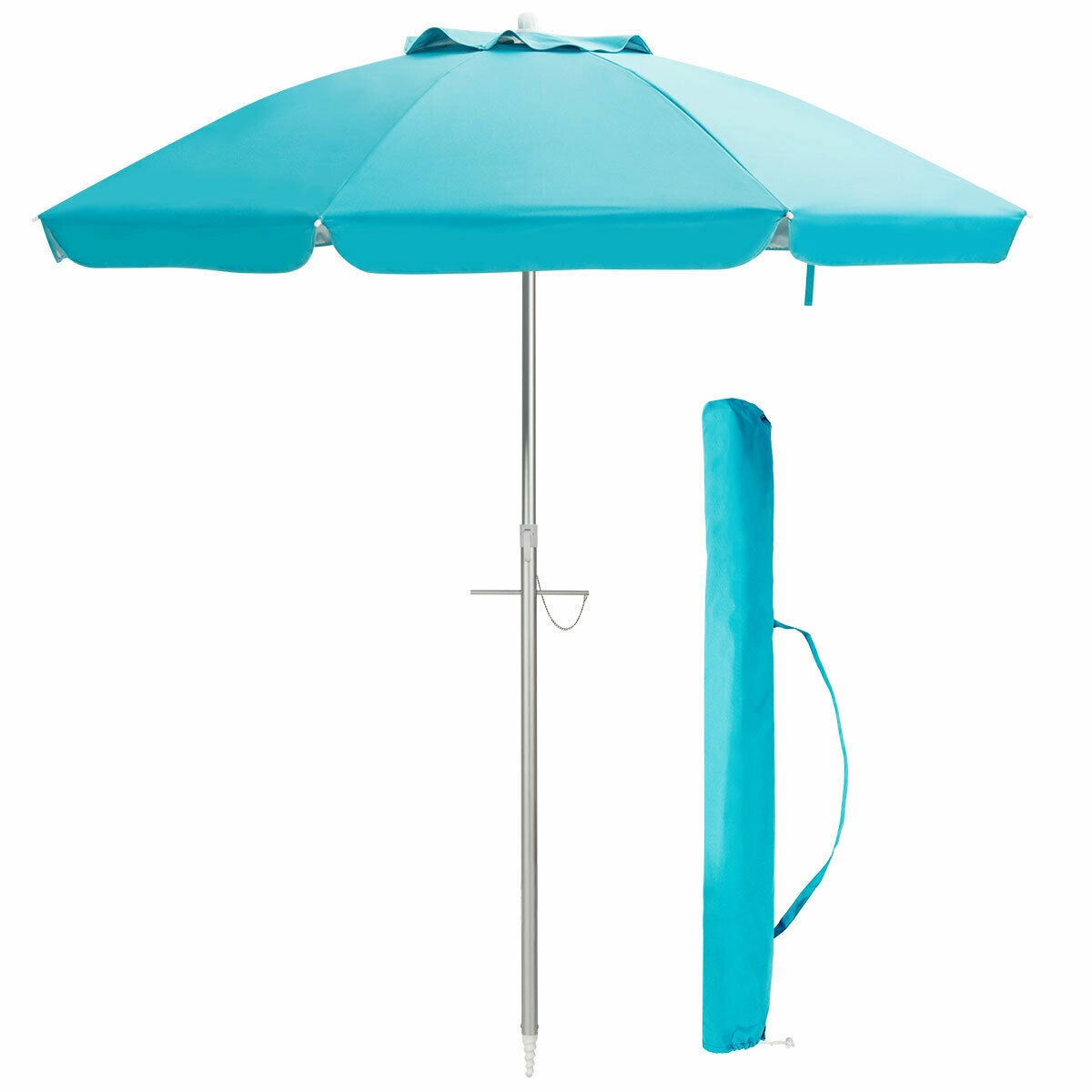 SUGIFT 6.5-ft Tilt Beach Umbrella with Sun Shade Sand Anchor & Carry Bag 3.5-lb Fiberglass Aluminum Polyester Frame Blue