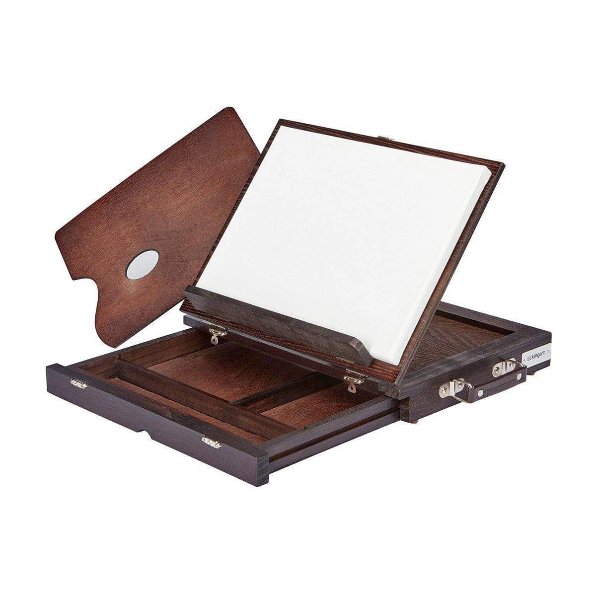 KINGART Wooden Tabletop Easel with Drawer - Fits 11 x 14 Canvas, Espresso Finish