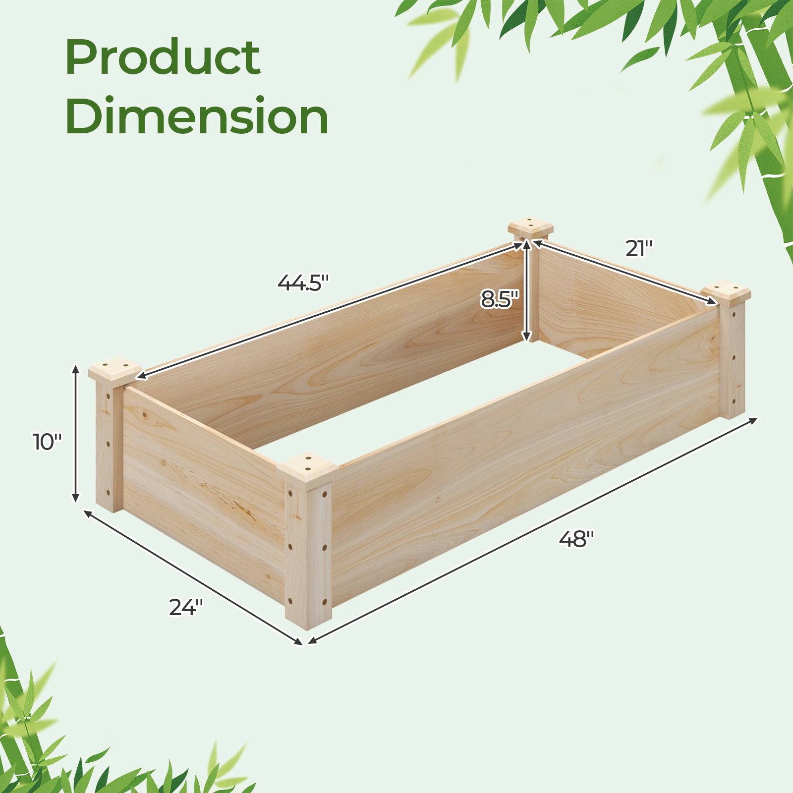 SlickBlue Open Bottom Wooden Planter Box for Vegetables and Flowers