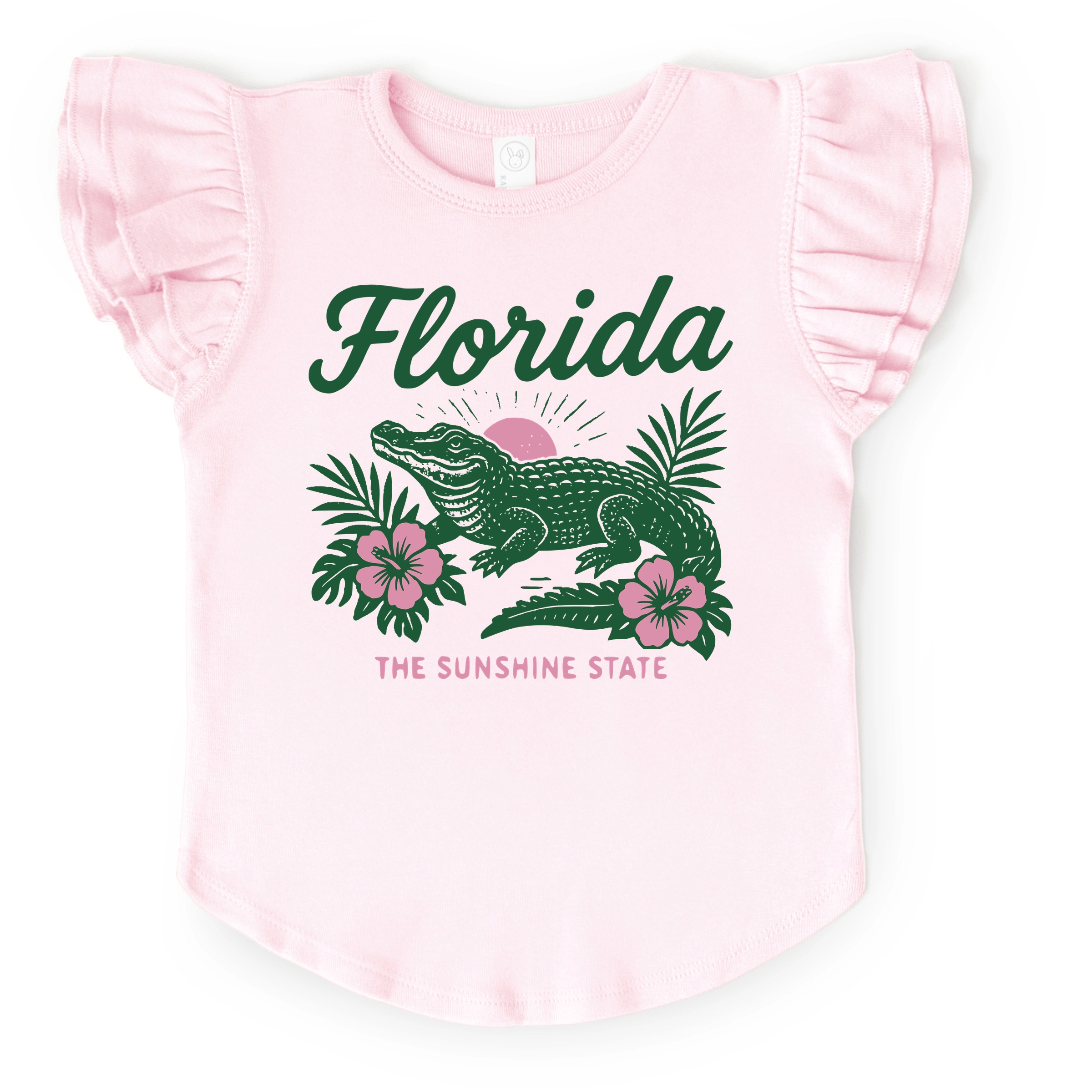 The Juniper Shop - Girl's Flutter Sleeve Graphic T-Shirt Florida Alligator