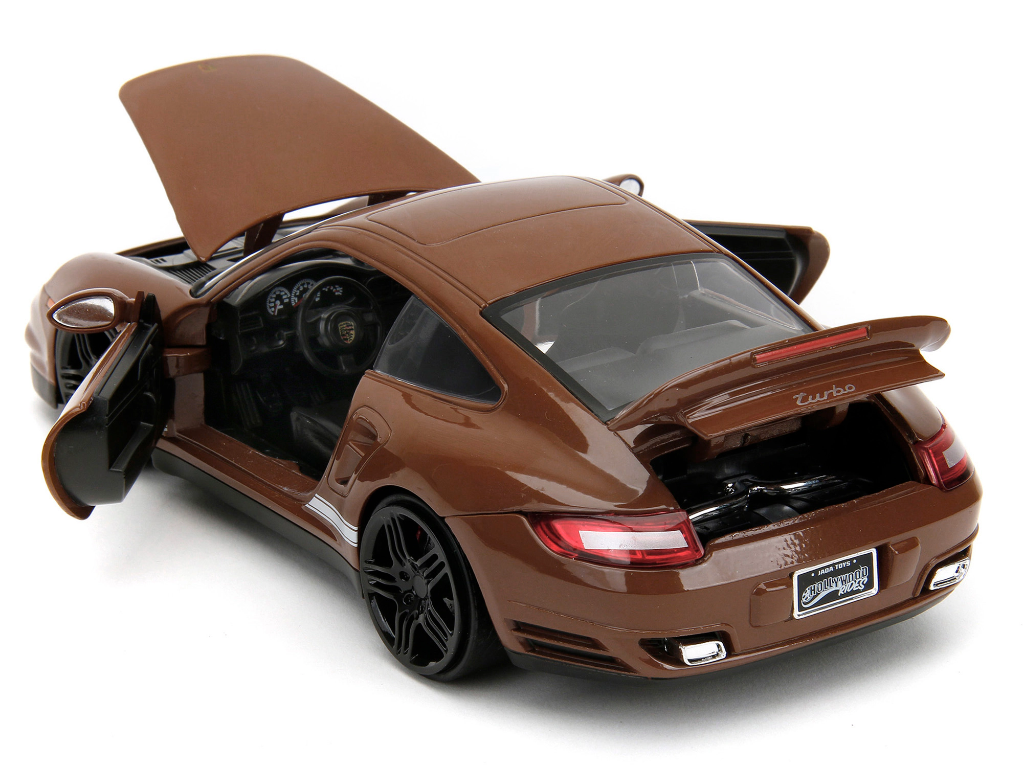 Jada Collectible Porsche 911 Turbo Brown And M&M Diecast Figure "M&M'S" "Hollywood Rides" Series 1/24 Model