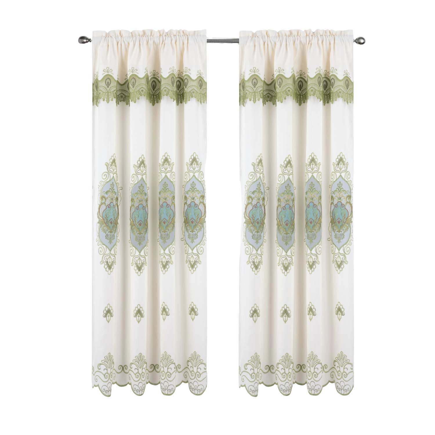 RT Designer Collection Betsy Macrame Rod Pocket Curtain Panel 52" x 84" Sage