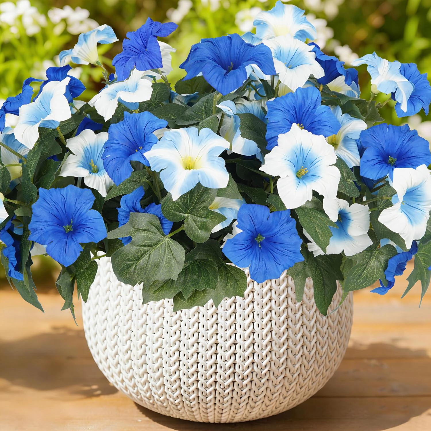 PUPWE Artificial Flowers For Outdoors  Faux Petunias Spring Summer Decoration Plants Uv Resistant Look Real Silk Outside