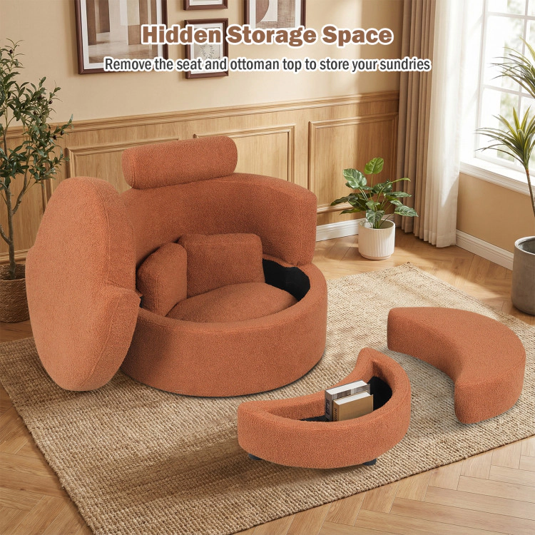 Hivvago 360 Degree Swivel Accent Chair With Half Moon Storage Ottoman