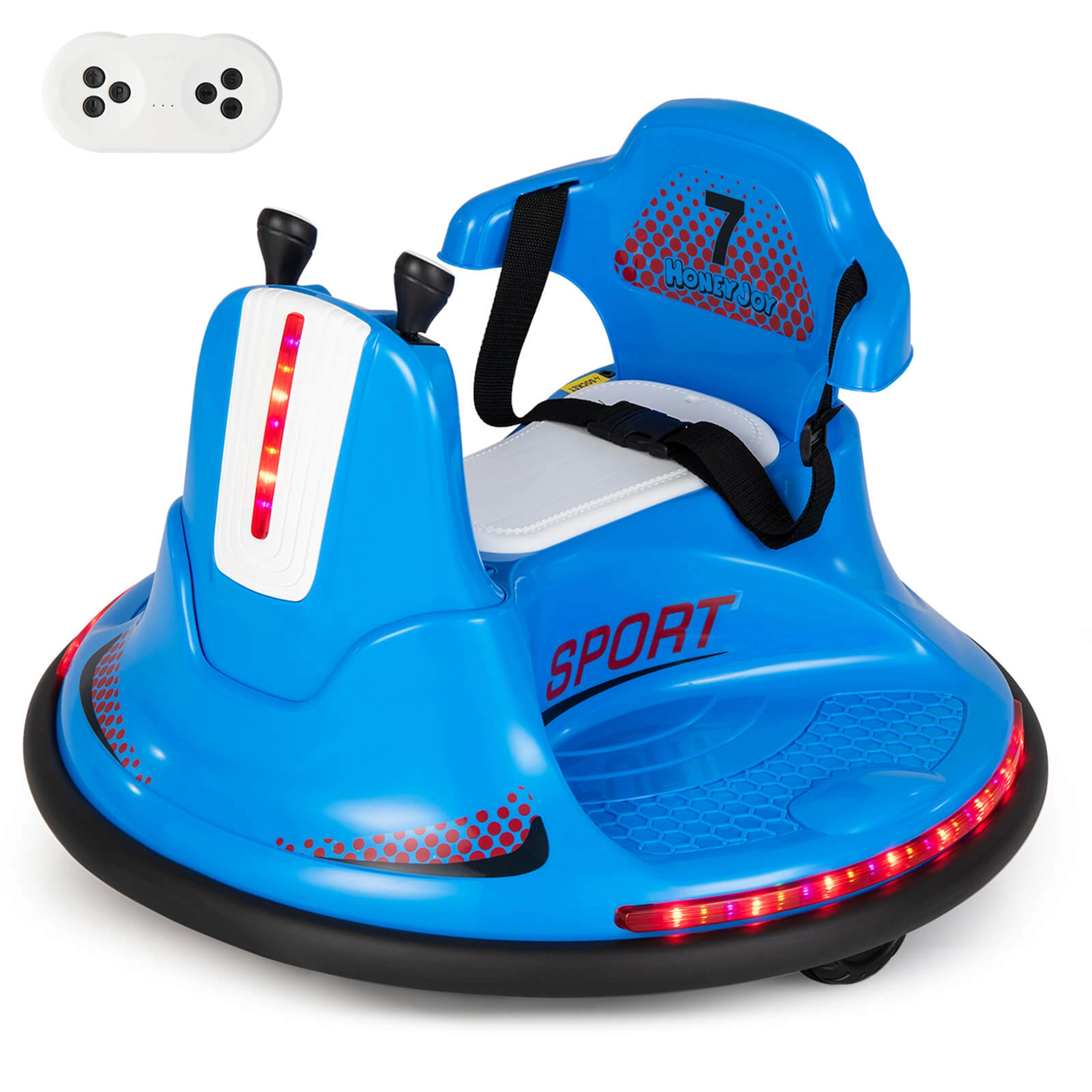 Costway 12V Bumper Car for Kids Toddlers Electric Ride On Vehicle with 360° Spin Blue