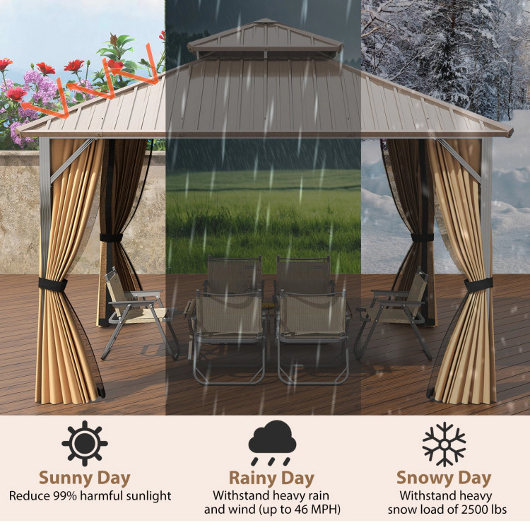 Hivvago Hardtop Gazebo Outdoor Pergola for Patio Garden Deck Lawn Backyard Party Tent