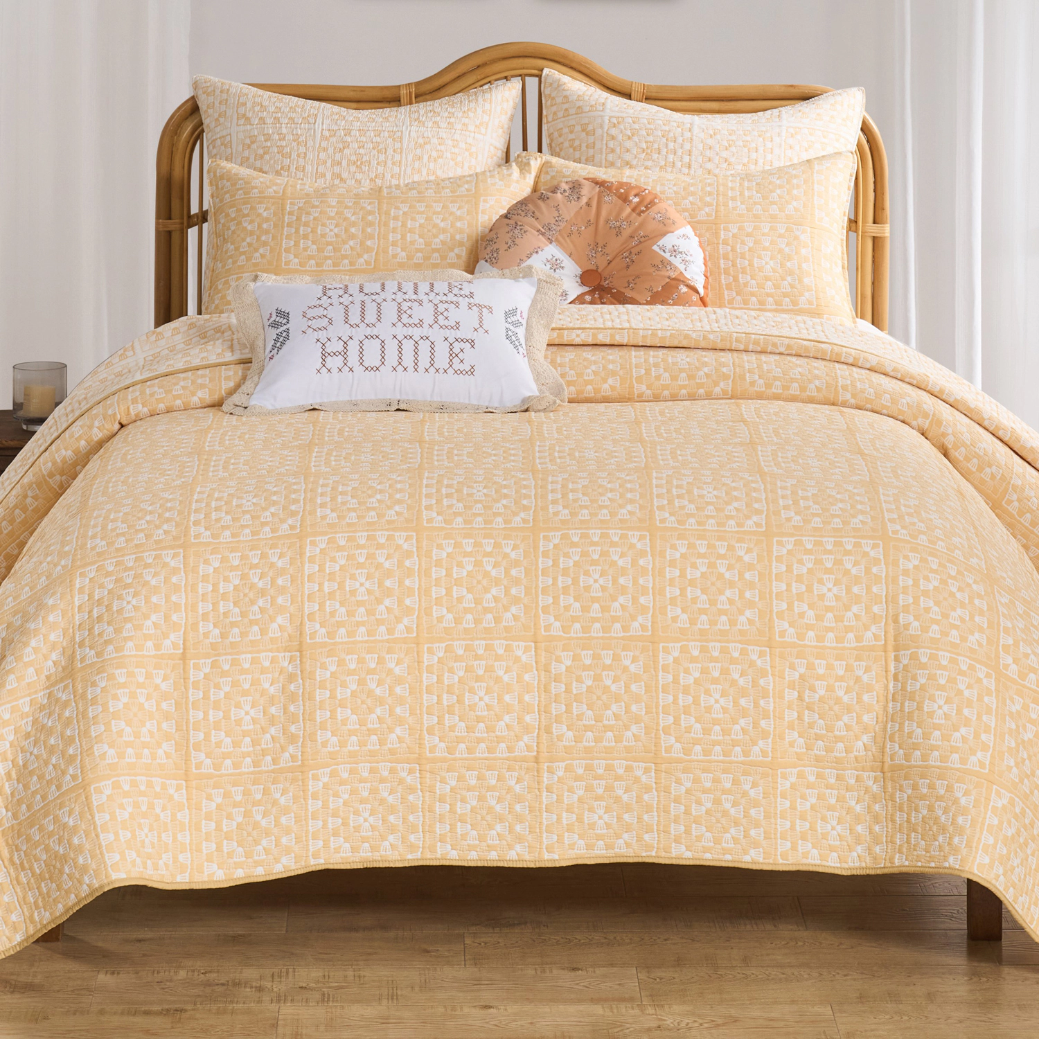 Greenland Home Fashions Granny Squares 100% Polyester Reversible 3PC Coverlet Set