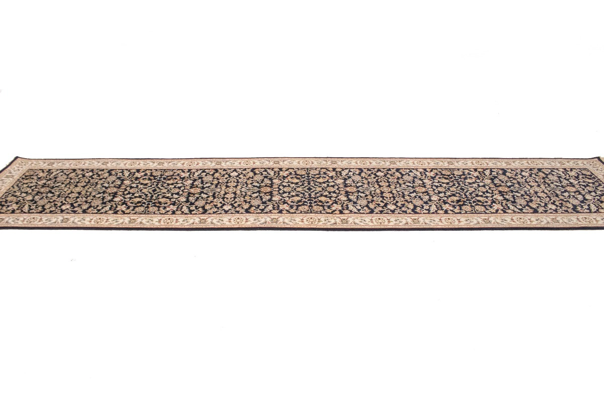 Magic Rugs 2'7 X 12'0 Dark Navy Hand Knotted Indo-Nain Wool Runner Rug