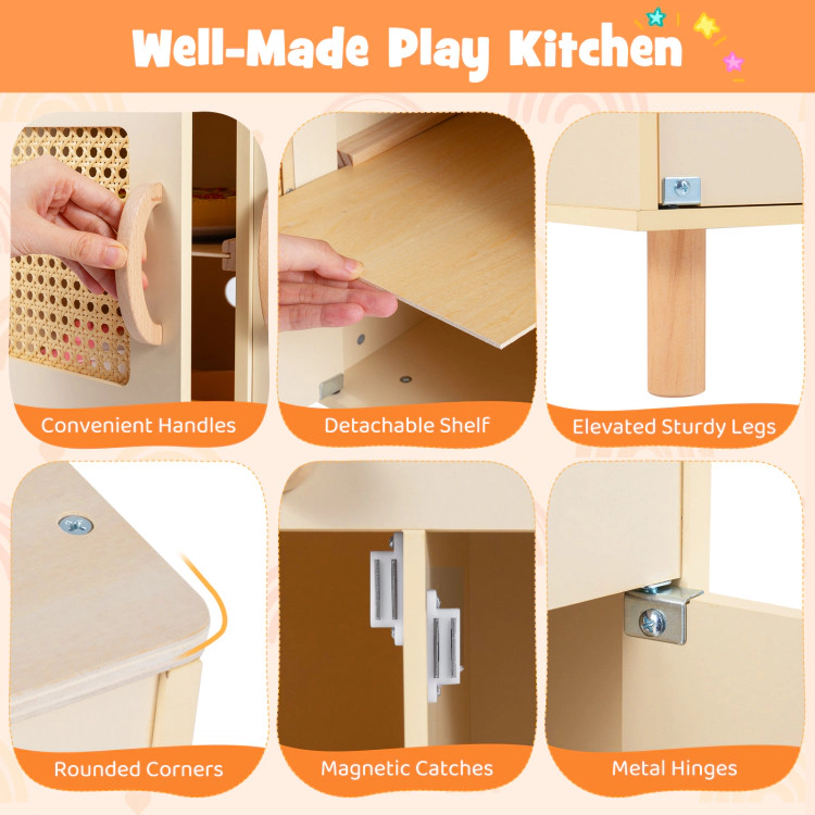 Hivvago Wooden Pretend Kitchen Playset With Realistic Ice Maker