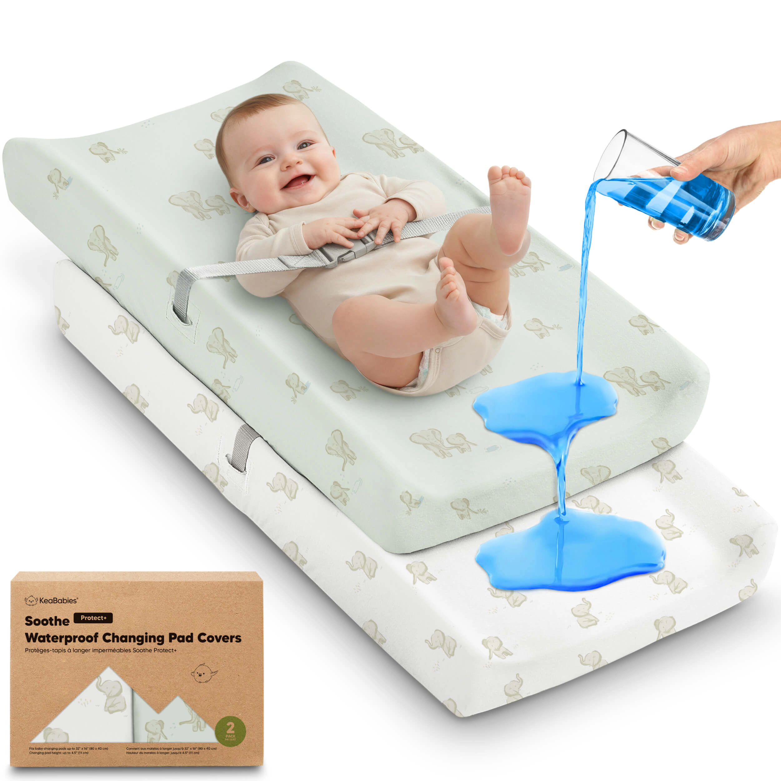 KeaBabies 2-Pack Soothe [Protect+] Waterproof Changing Pad Covers for Baby Boys, Girls