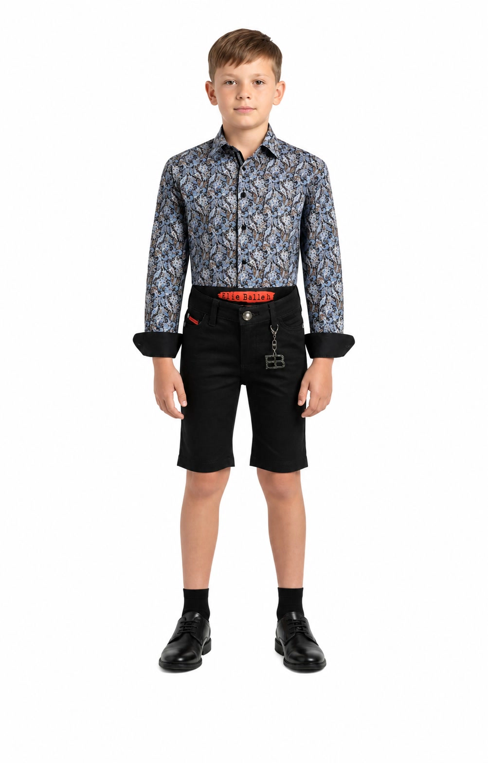 Elie Balleh Boys Slim Fit Paisley Sport Shirt