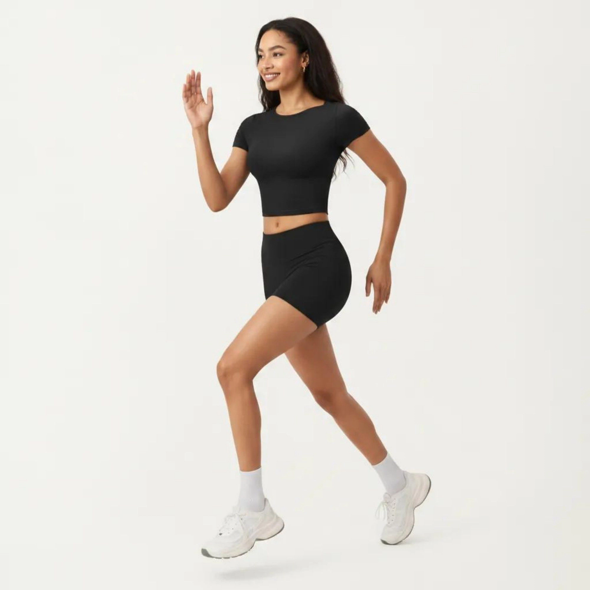 Anna-Kaci Women's Short Sleeve Cropped Active Top with Crew Neck and Smooth Stretch Fit