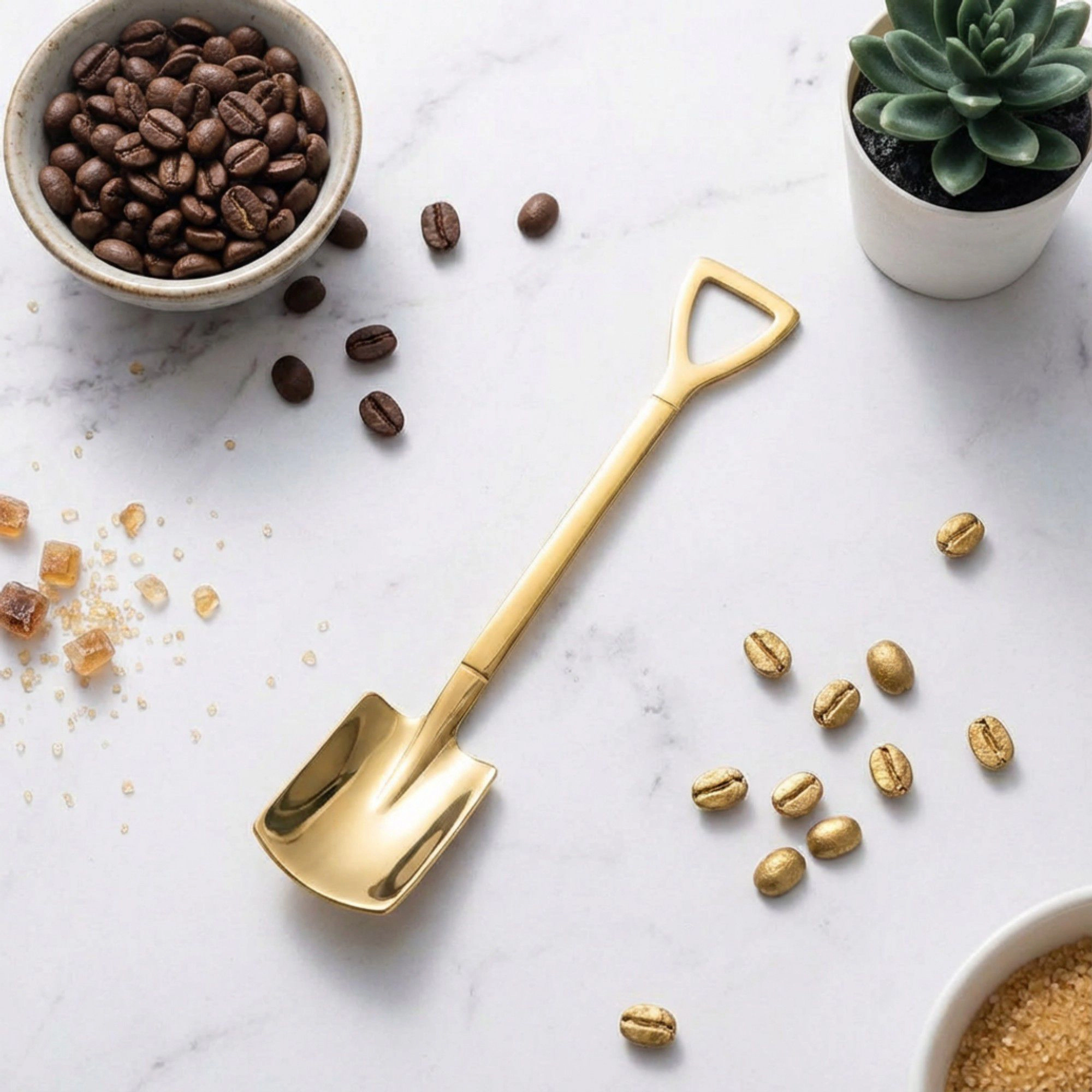 Alilang Women 6-Piece Mini Shovel Dessert Spoon Set with Stainless Steel Garden Tool Design