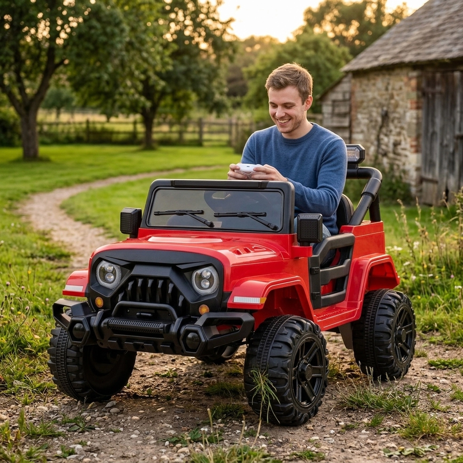 12V Kids Ride on Truck Parent Remote 3 Speeds Openable Doors LED Headlights Safety Belt Music Ages 3+ 66-lb Capacity