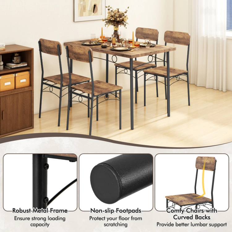 Hivvago 5-Piece Industrial Dining Table Set For 4 For Small Place Apartment