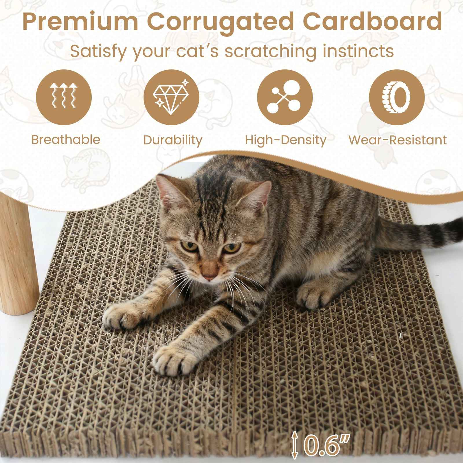 SlickBlue 40" Wooden Cat Tree with Corrugated Scratching Pads and Condo