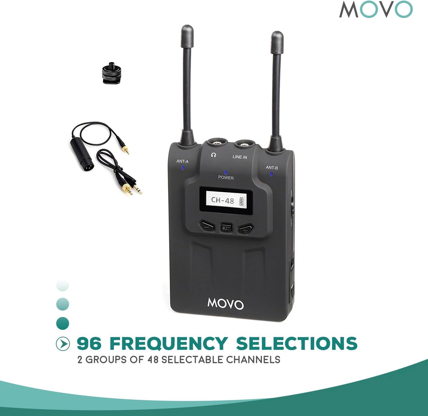 Movo WMIC80 UHF Wireless Handheld Microphone System with 2 Handheld Mics